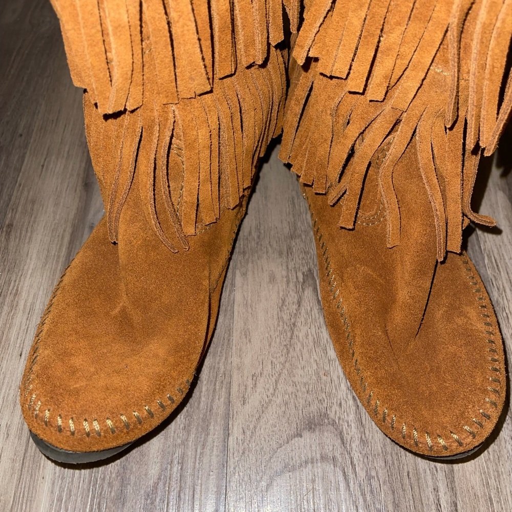 Minnetonka Brown Suede 3-Layer Fringe Boot - image 5